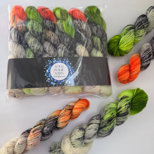 Orange and green - Set of Mini Skeins