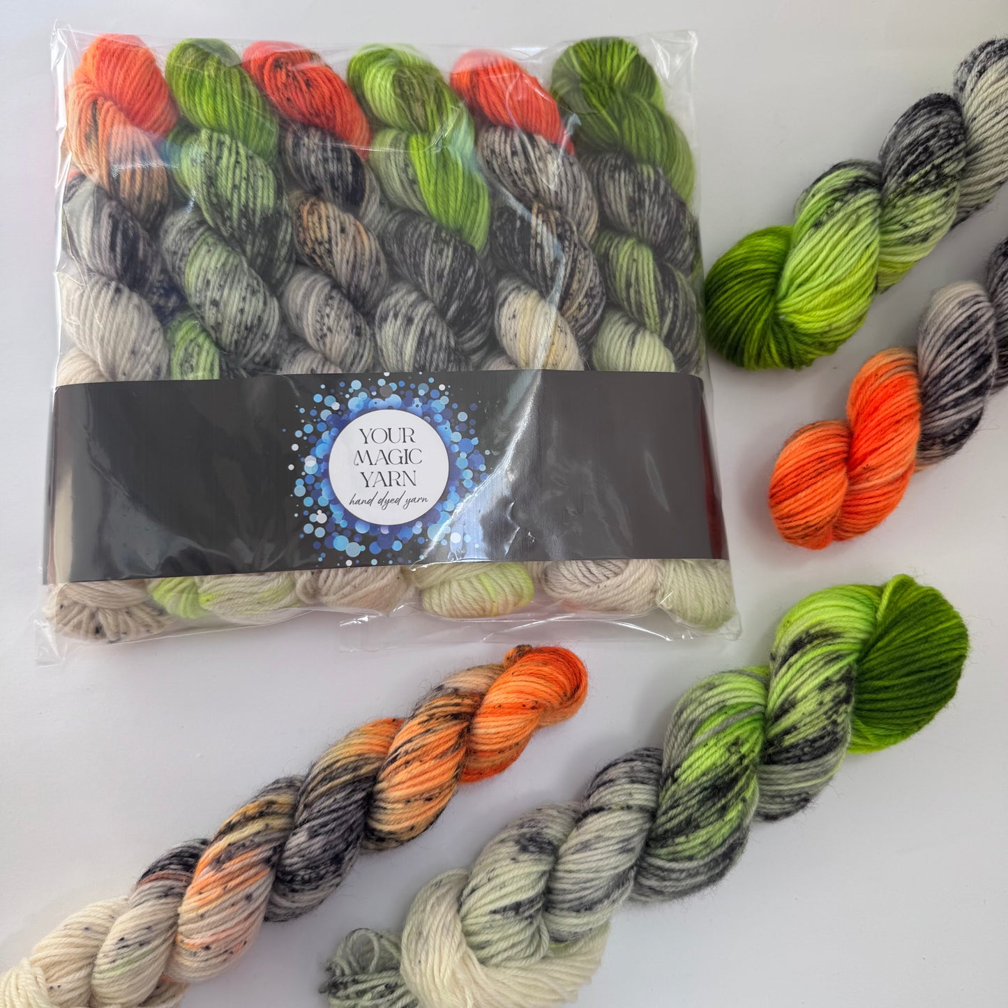 Orange and green - Set of Mini Skeins